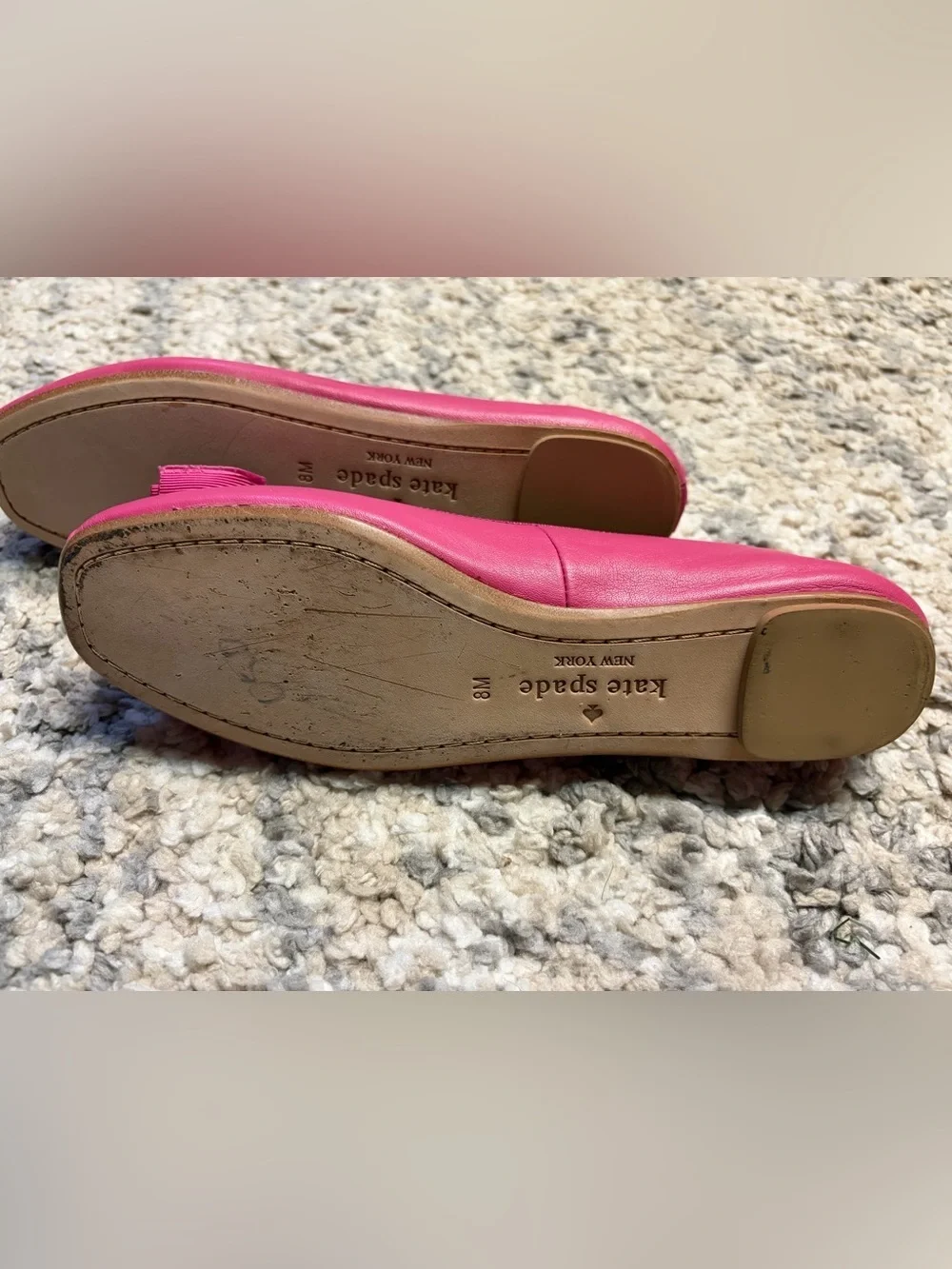 kate spade fuchsia bow ballet flats with logo medallion